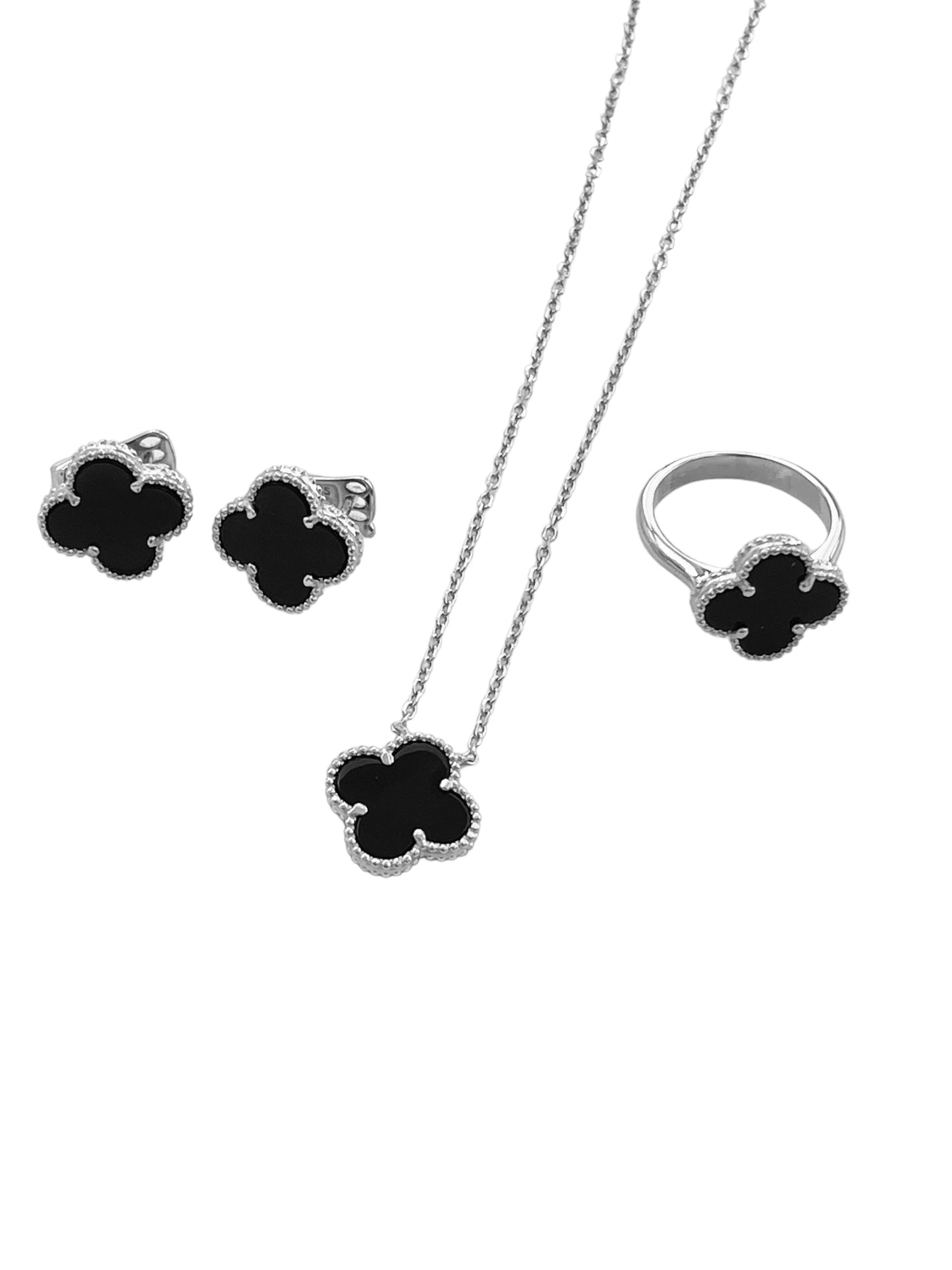 Clover Set Earrings, Ring and Necklace