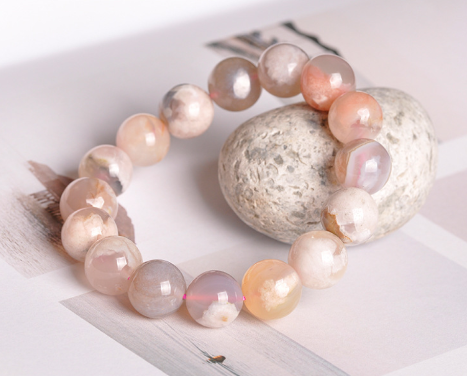 Cherry Blossom Natural Agate Bracelet