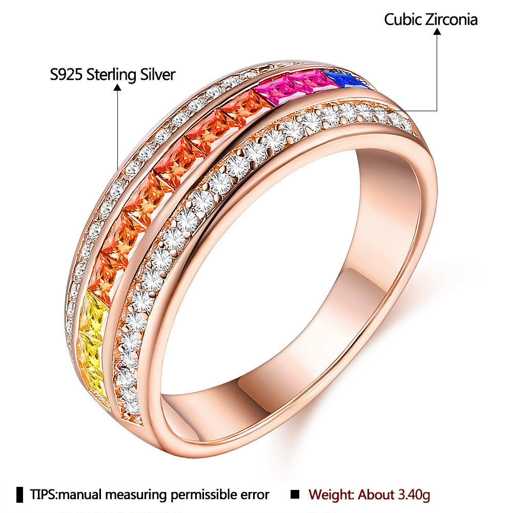 Rainbow  Sterling Silver Women's Fashion Ring
