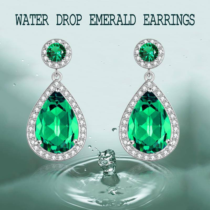 Water Drop Emerald Stud Earrings